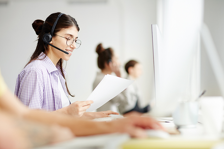 Young Woman at a Call Center
